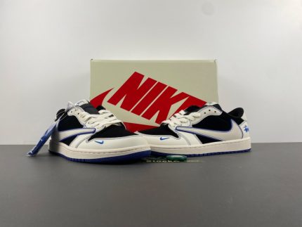 Stussy x Air Jordan 1 Low "Black White Blue Line Hook" (SJ2068-127)