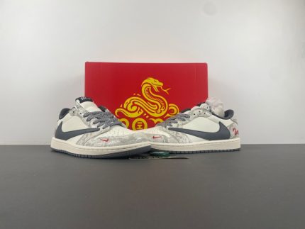 Travis Design x Jordan 1 Low OG SP "Beige Red Gray Snake Year Inverted Hook" (XS3086-009)