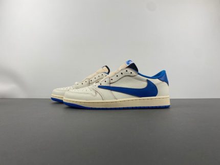 Travis Scott x Fragment x Air Jordan 1 Low "Lightning White Blue Inverted Hook" (DM7866-104)